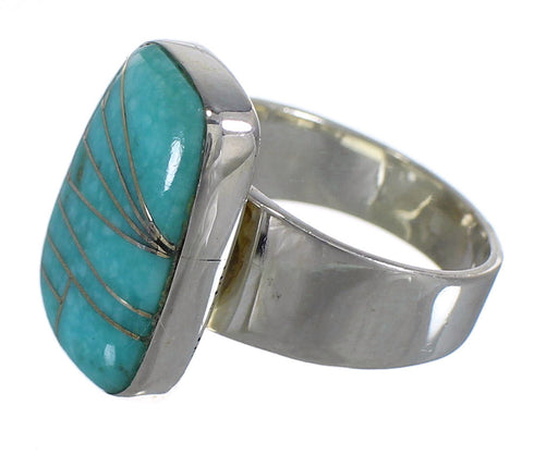 Turquoise Inlay Sterling Silver Ring Size 6-1/2 AX88015